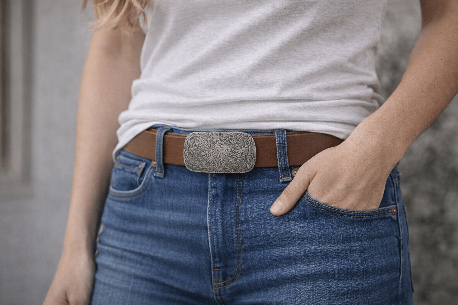 Gürtel Mit Schnalle aus Damaszenerstahl 34mm - Blechfalter